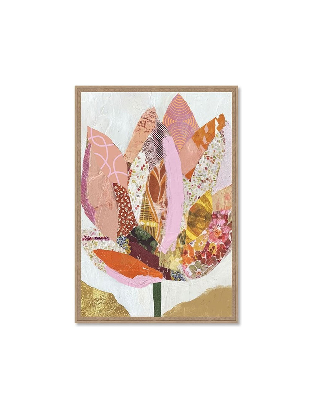 Tableau floral abstrait collage coloré moderne