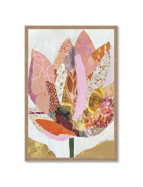 Tableau 80x120 floral abstrait collage moderne
