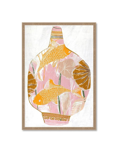 Tableau vase poissons dorés 80x120 cm