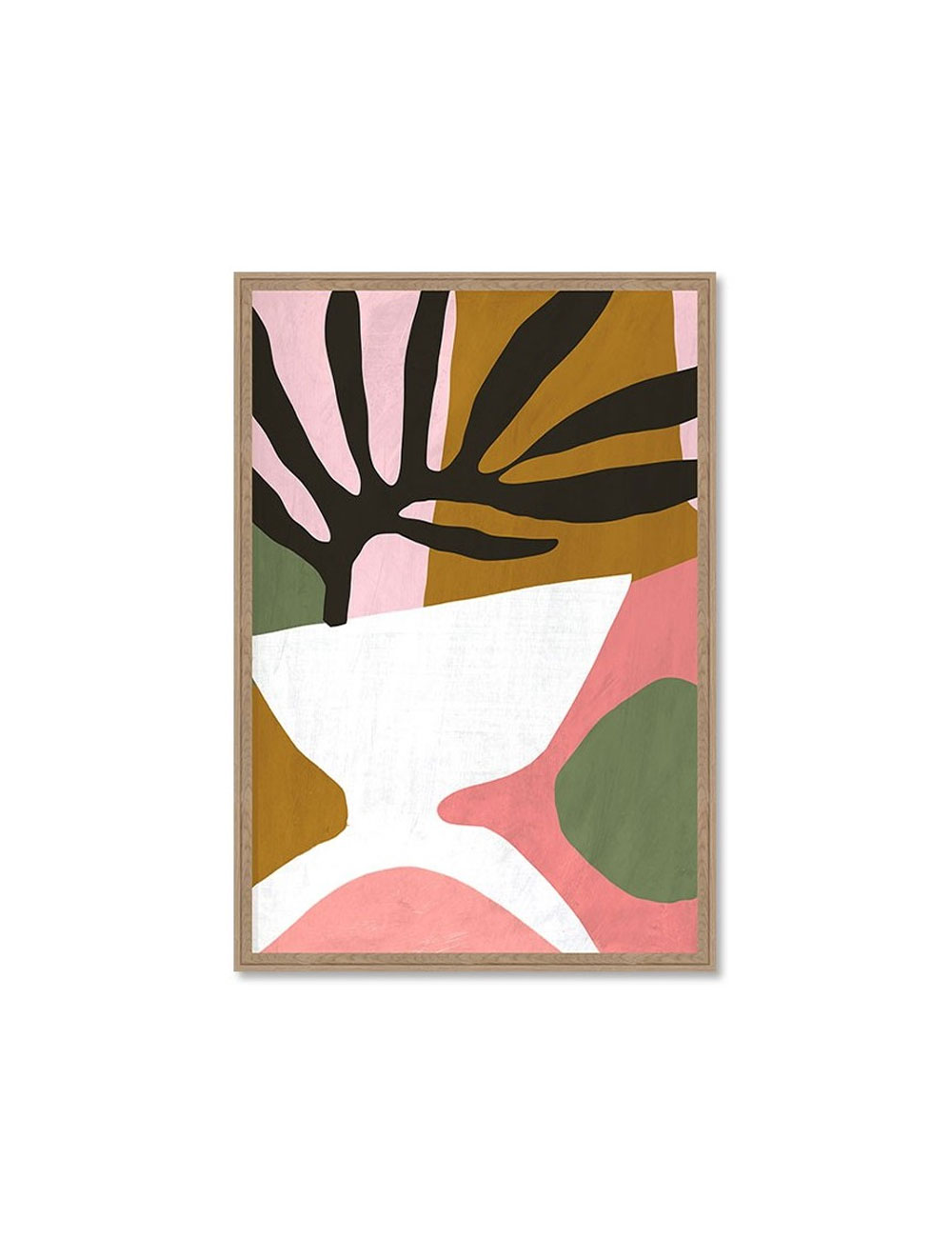 Tableau abstrait vase et feuillage graphique multicolore