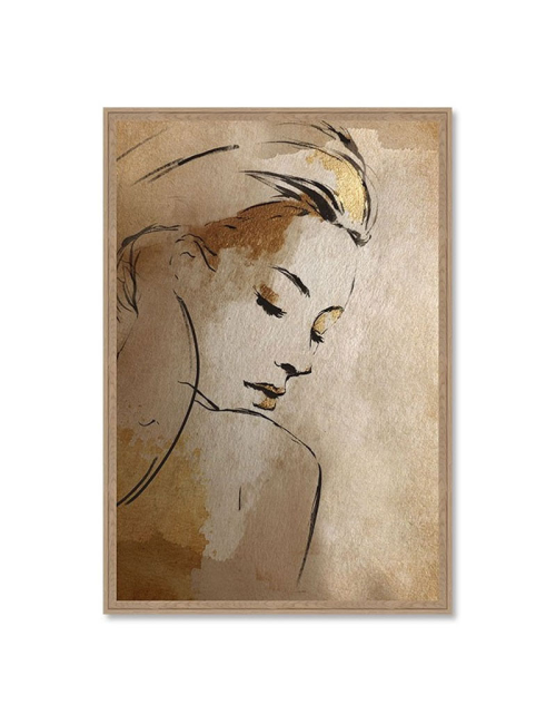 Tableau portrait femme moderne doré 80x120