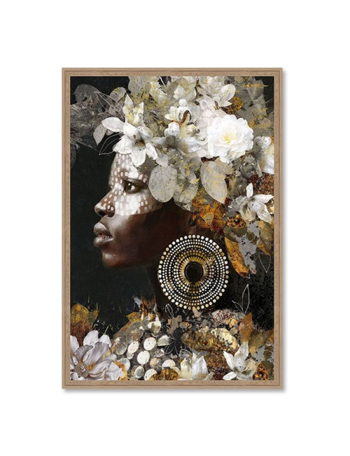 Tableau femme fleurs blanches