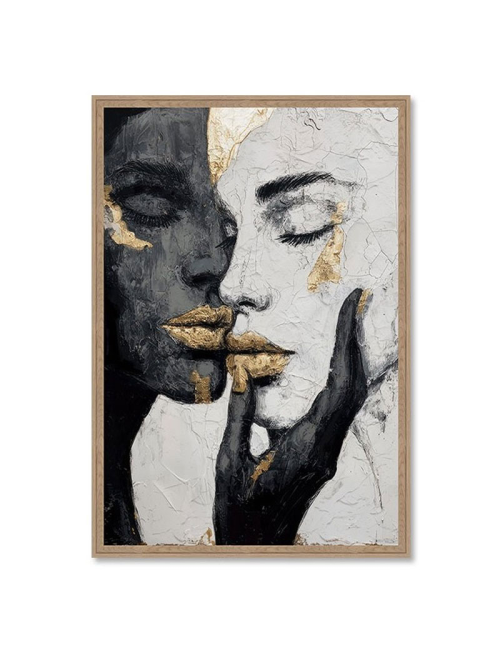 Tableau couple noir et blanc doré