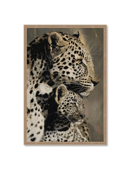 Tableau léopard et son petit noir et beige