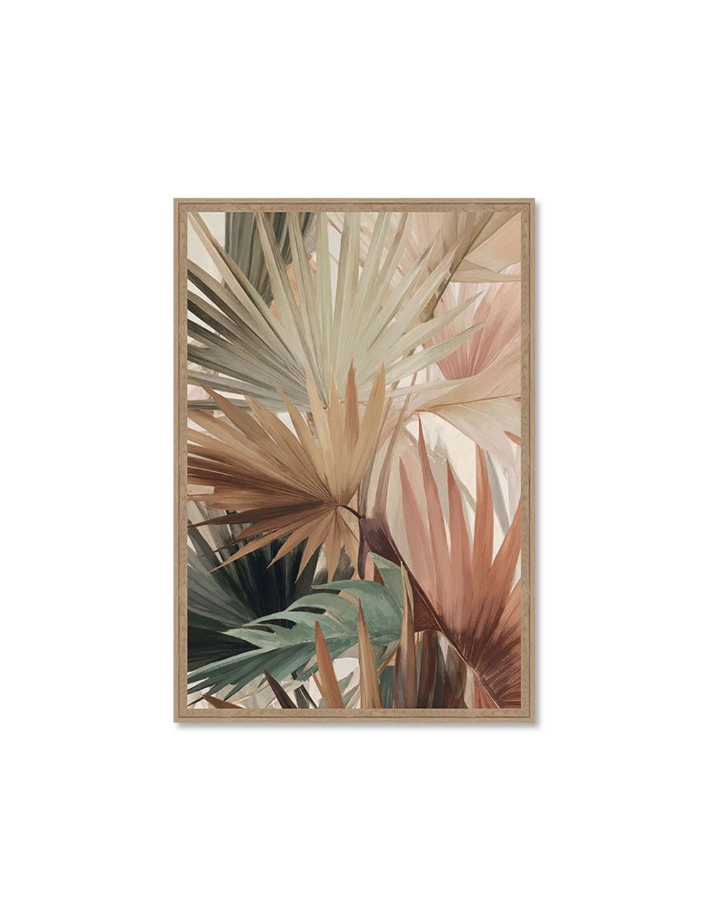 Tableau feuillages tropicaux tons naturels