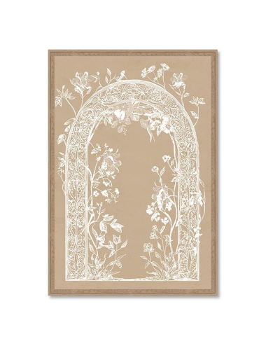 Tableau arche florale fond beige