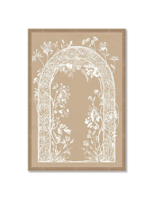Tableau arche florale fond beige