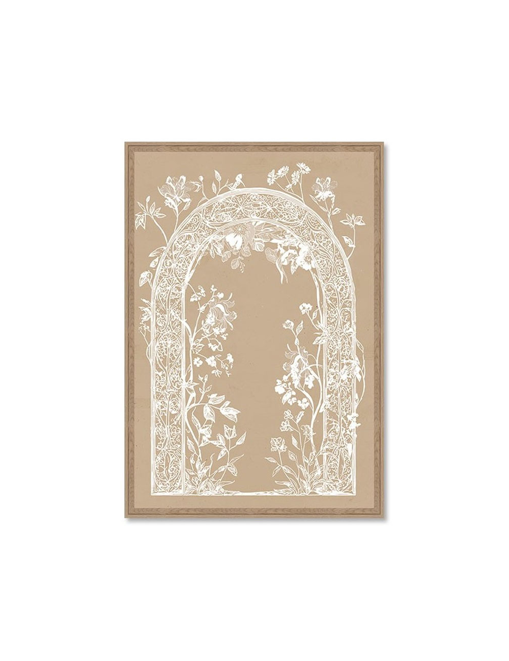 Tableau arche florale fond beige 80x120 cm