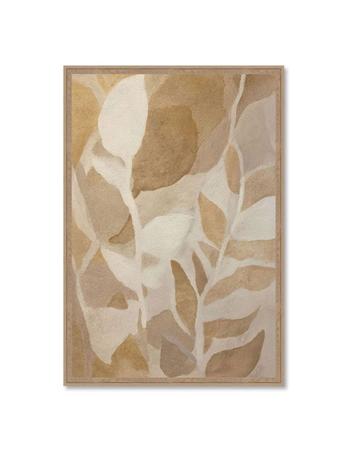 Tableau feuillages abstraits tons beige 80x120 cm