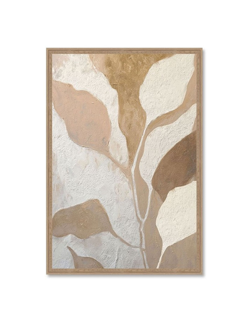 Tableau feuillages beiges abstraits 80x120 cm