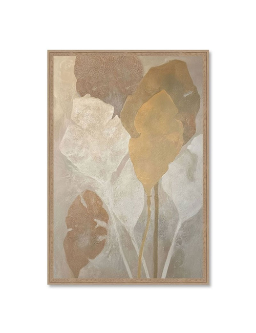 Tableau feuillages bruns et dorés 80x120 cm