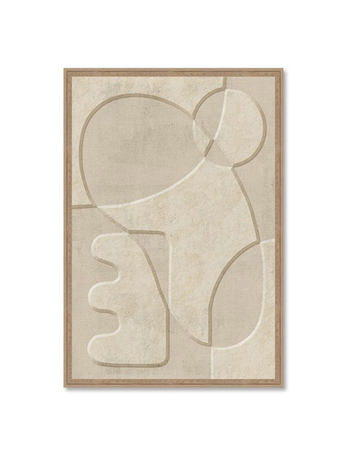 Tableau abstrait formes géométriques beige