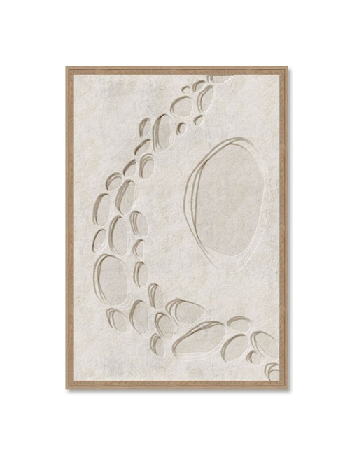 Tableau abstrait beige galets effet relief