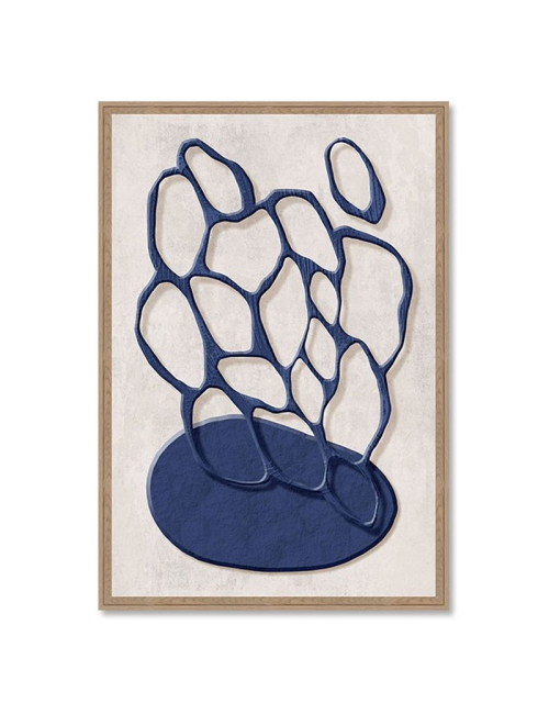 Tableau abstrait bleu effet texturé 80x120 cm