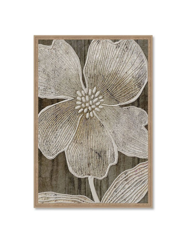 Tableau fleur effet broderie 80x120 cm