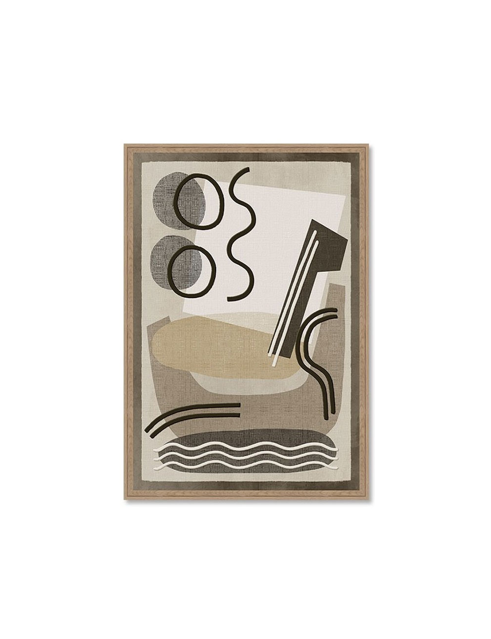 Tableau géométrique abstrait beige noir