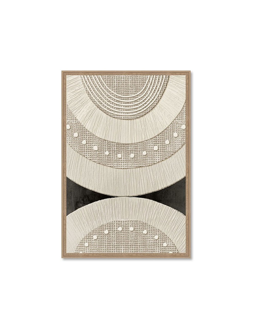 Tableau géométrique effet textile beige noir