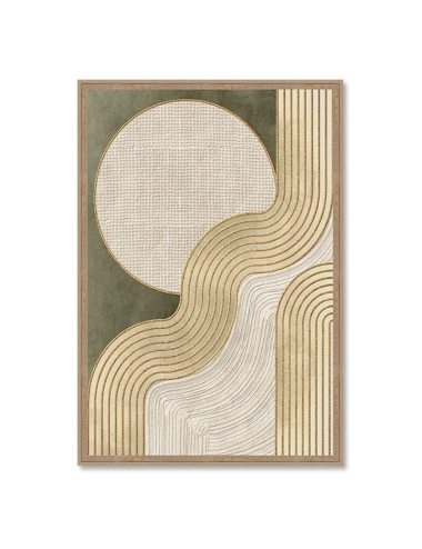 Tableau géométrique abstrait vert et beige