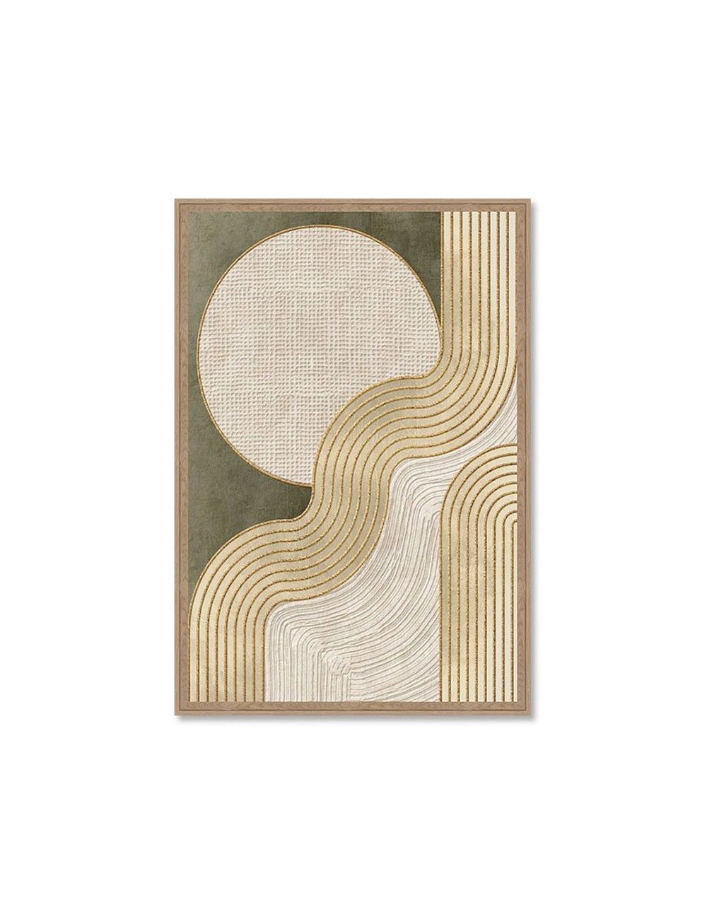 Tableau géométrique abstrait vert et beige