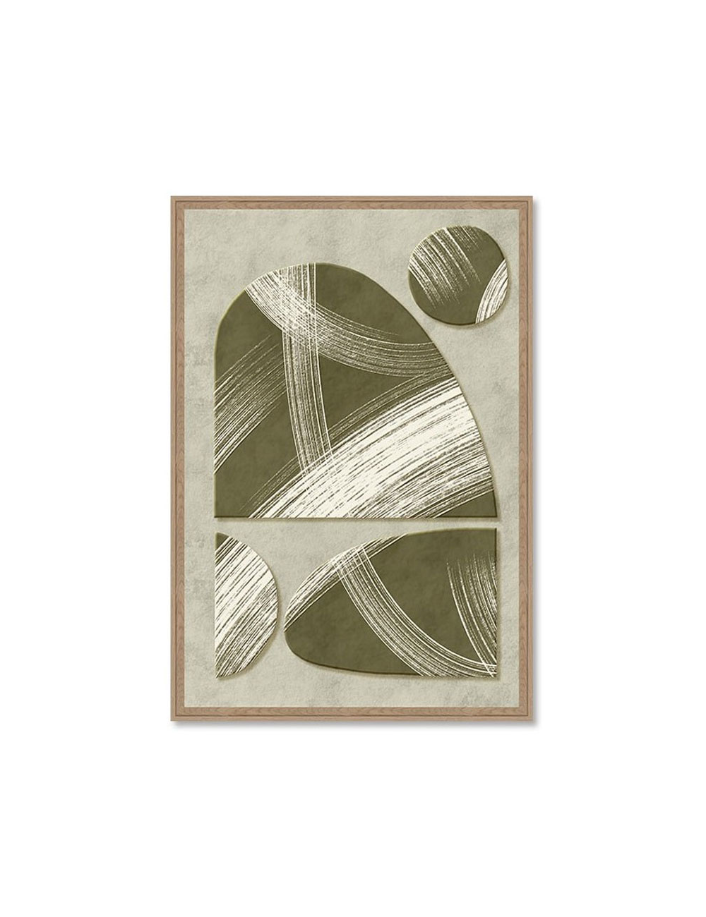 Tableau abstrait formes géométriques vert naturel