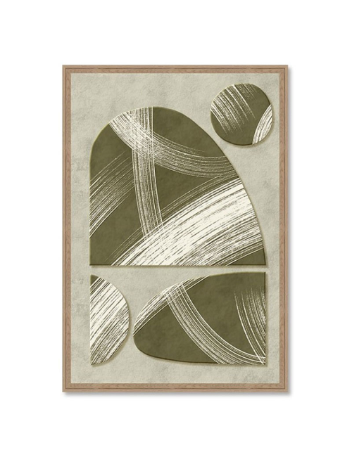 Tableau abstrait formes géométriques vert naturel