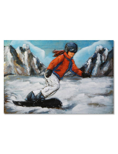 Tableau métal 3D snowboard vintage 80x120