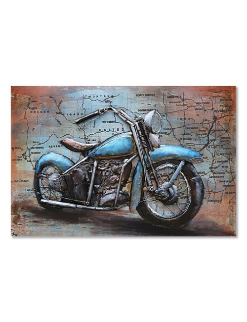 Tableau métal 3D moto vintage 80x120
