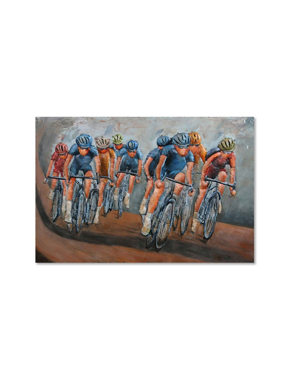 Tableau métal 3D cyclisme en course 80x120