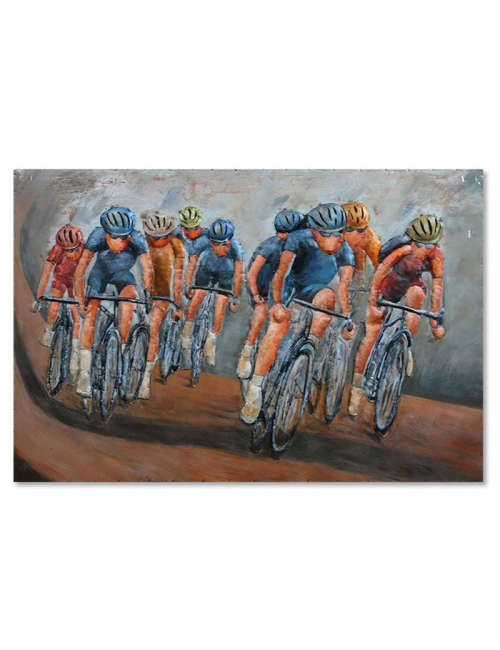 Tableau métal 3D cyclisme en course 80x120