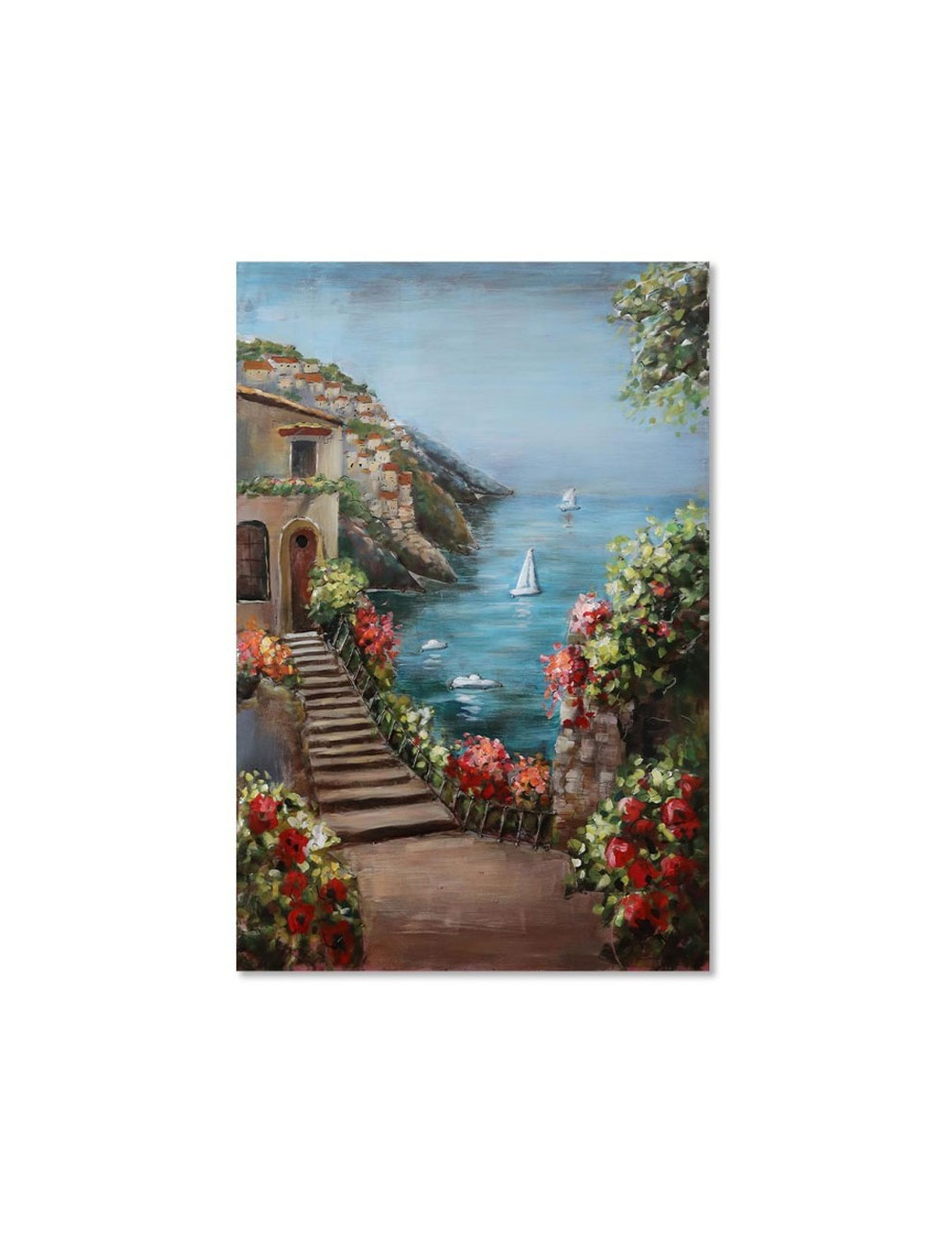 Tableau métal 3D paysage méditerranéen 80x120