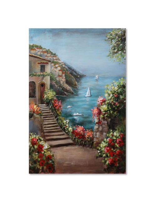 Tableau métal 3D paysage méditerranéen 80x120