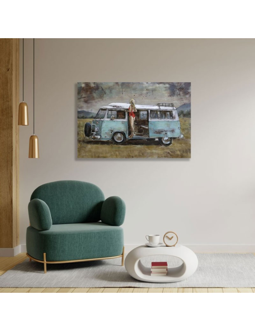 Tableau métal 3D Combi VW vintage 80x120