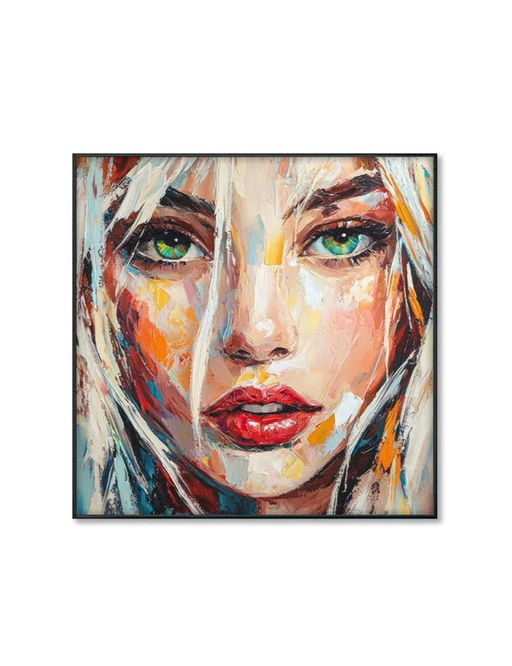Tableau portrait femme coloré – 70x70 cm