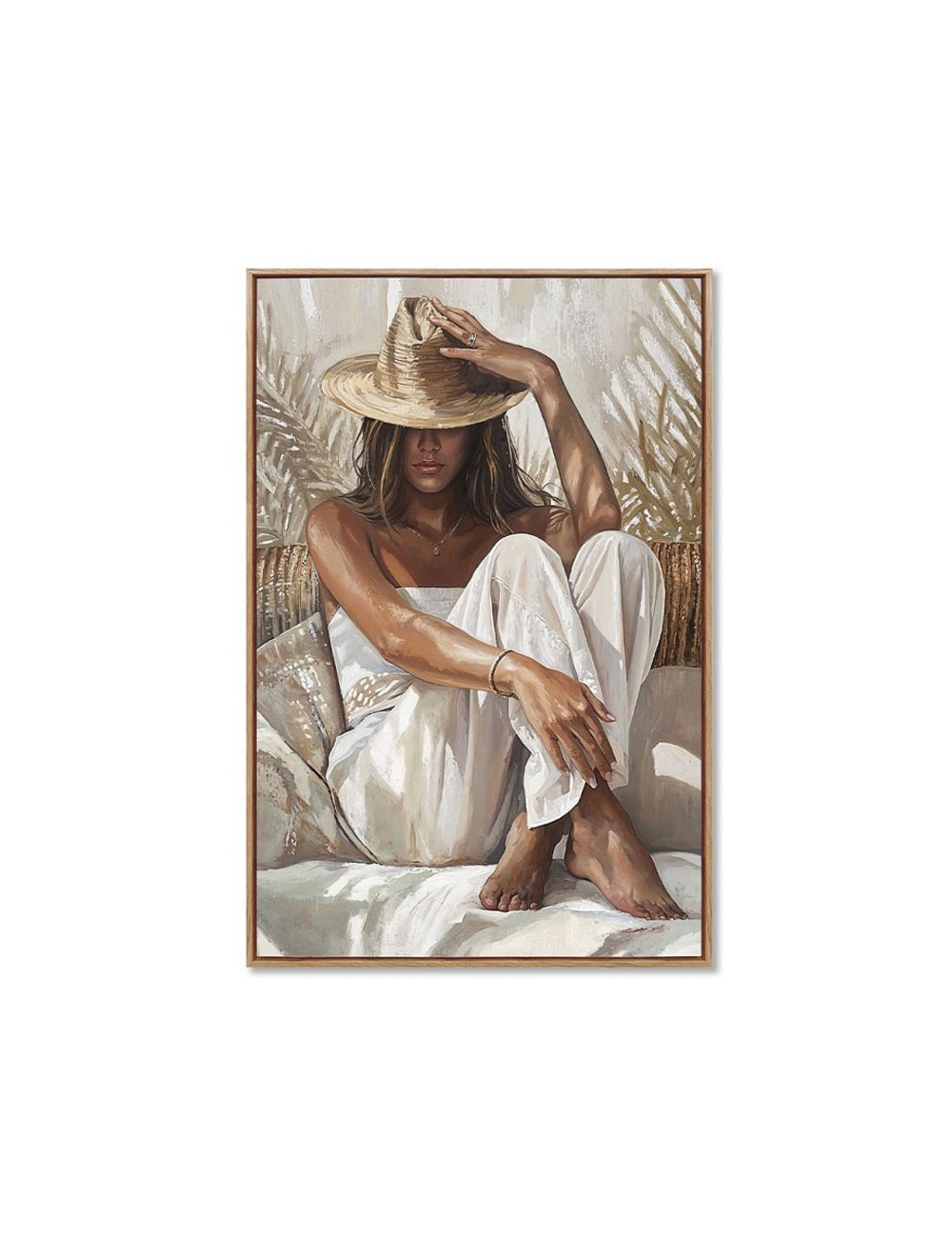 Tableau femme au chapeau bohème – 60x90 cm