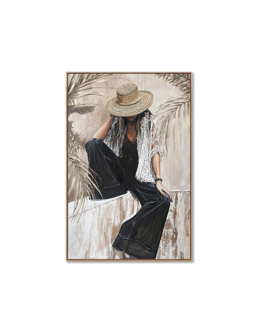 Tableau femme bohème au chapeau – 80x120 cm