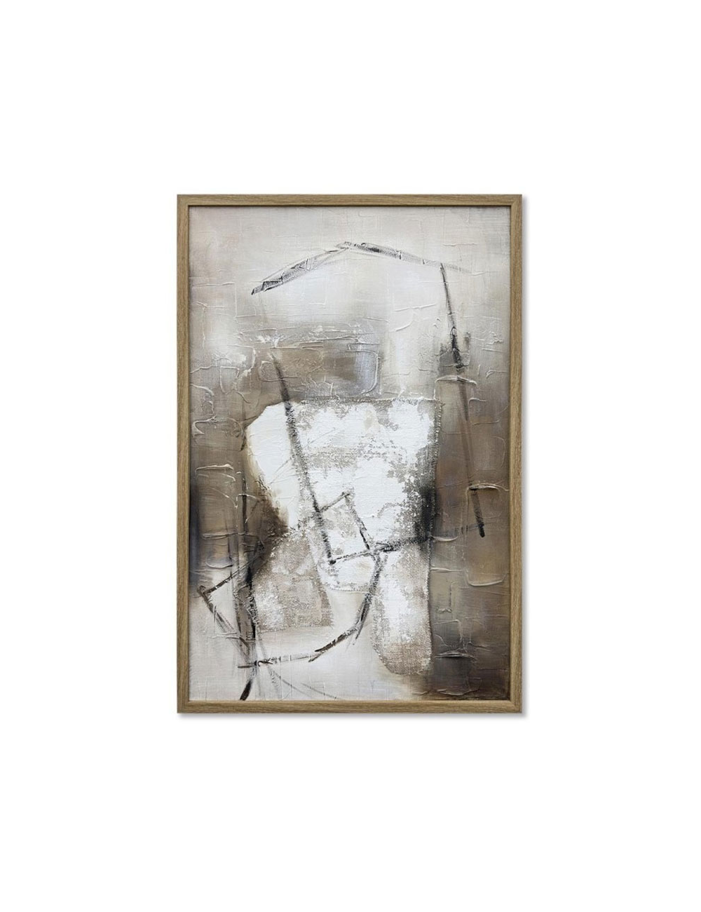 Tableau abstrait tons beige et blanc – 80x120 cm