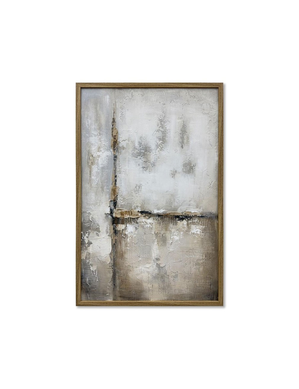 Tableau abstrait gris beige et blanc – 80x120 cm