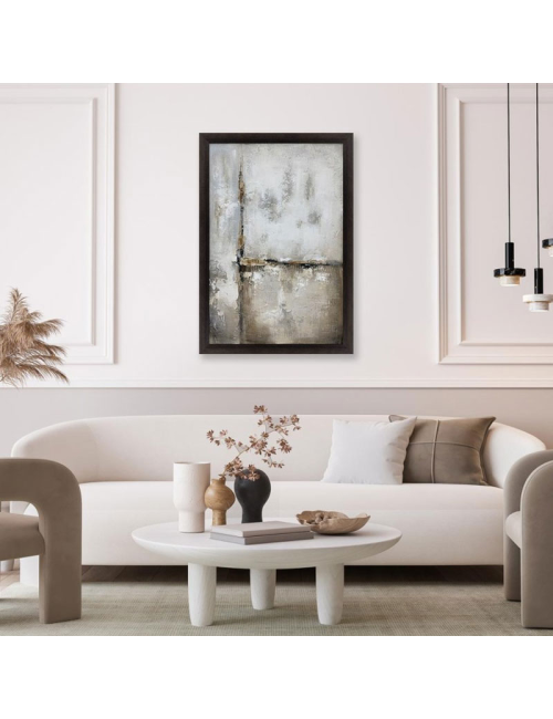 Tableau abstrait gris beige et blanc – 80x120 cm