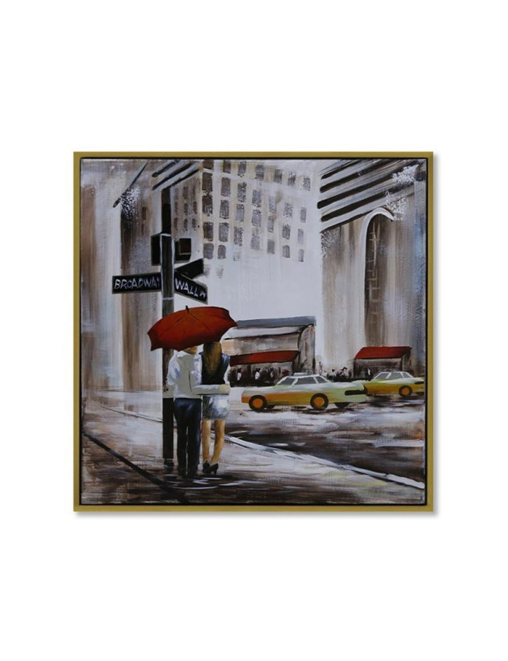 Tableau couple sous parapluie rouge à New York