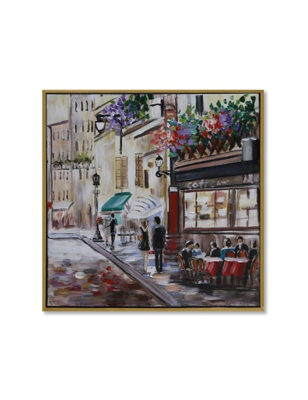 Tableau scène de café parisien – 60x60 cm