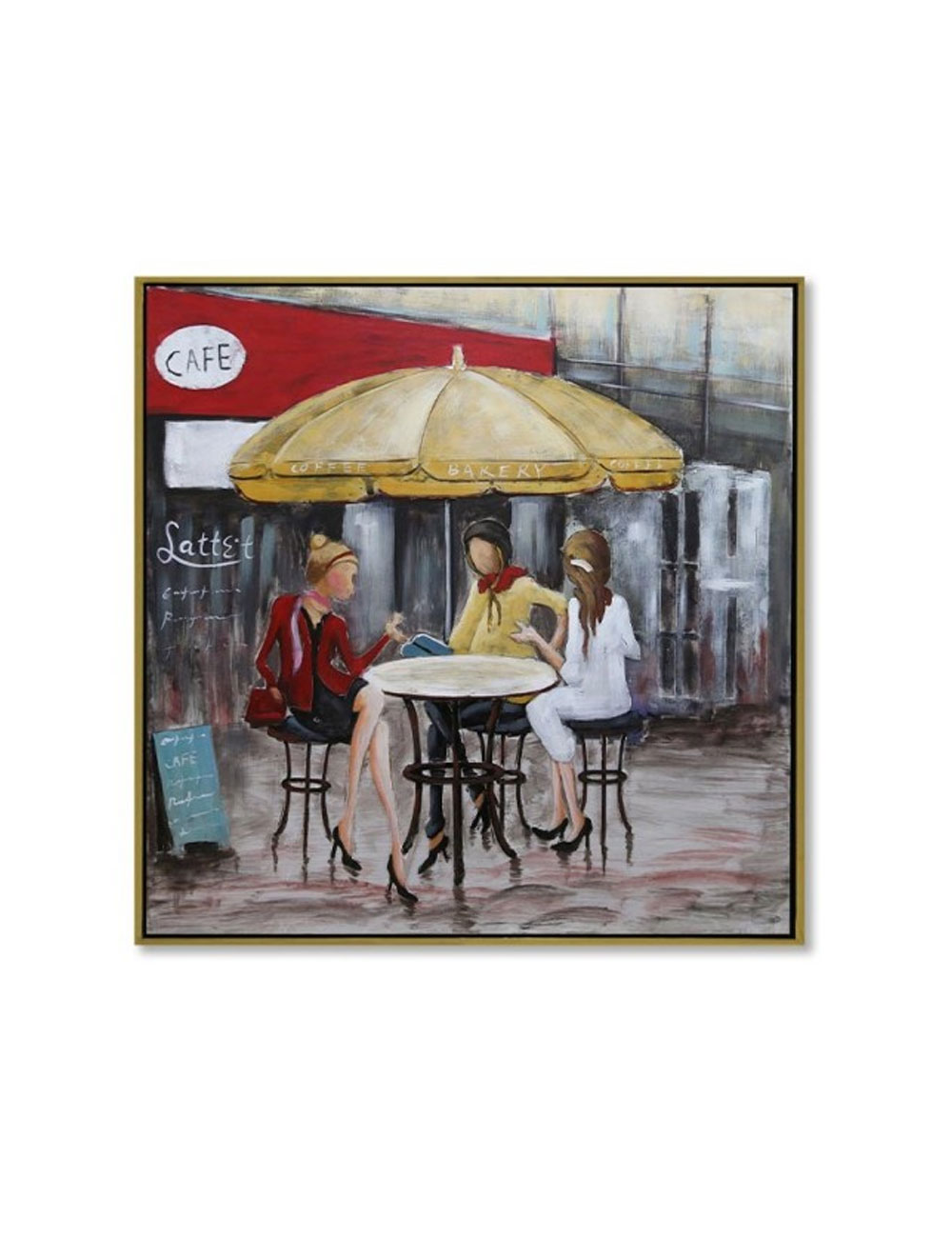 Tableau scène de café entre amies – 80x80 cm