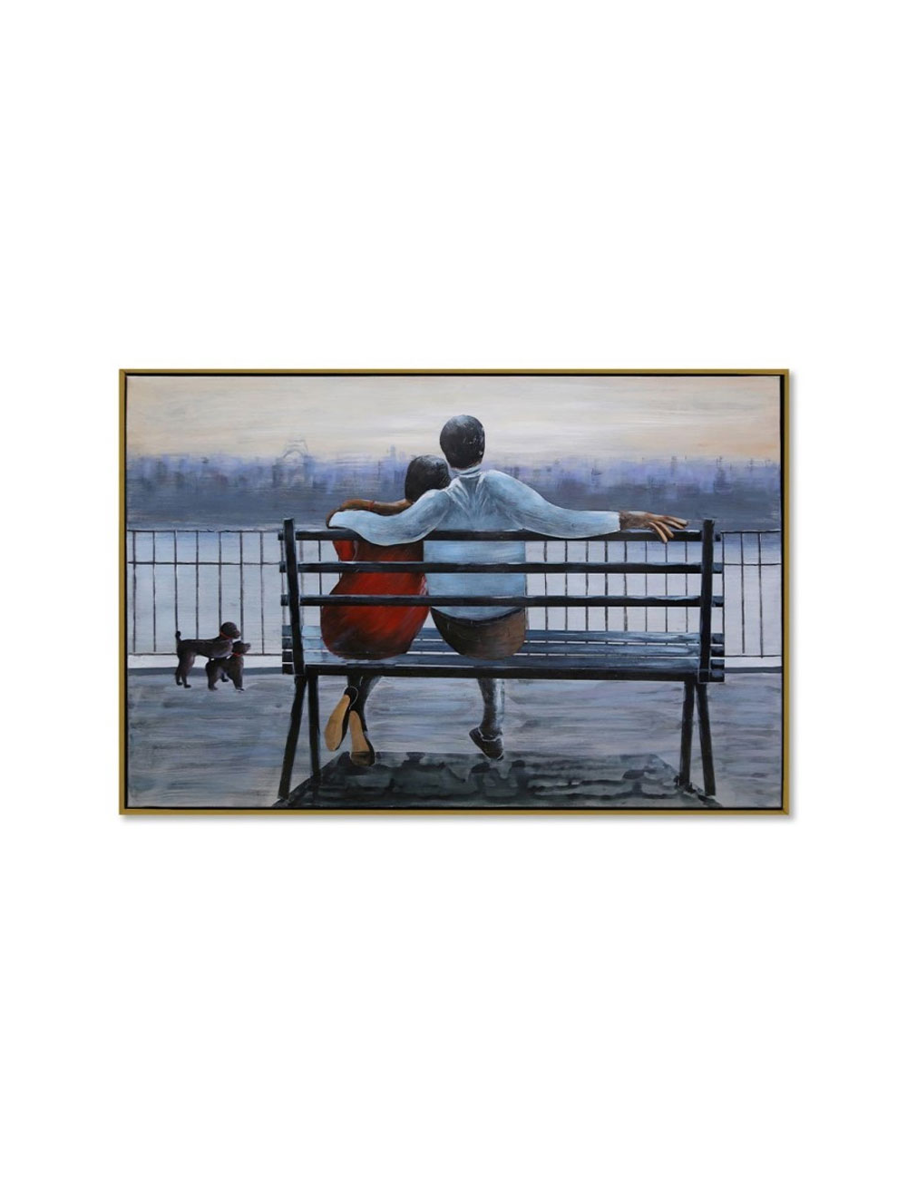 Tableau couple sur un banc au bord de l’eau – 80x120 cm