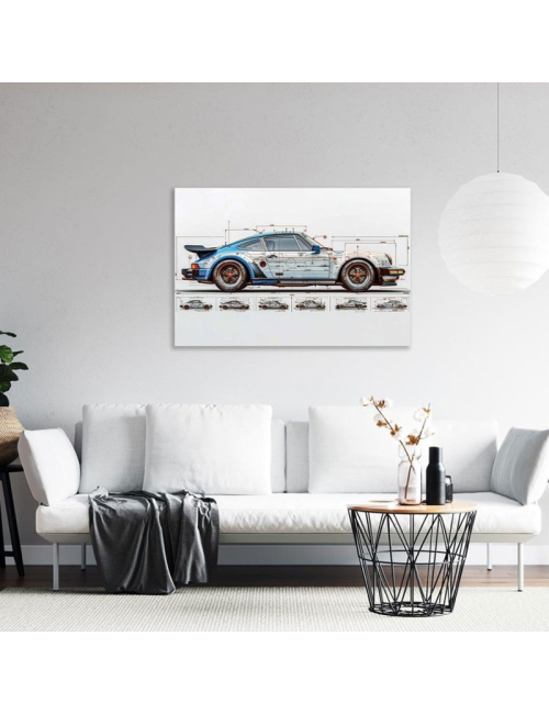 Tableau en verre Porsche vintage 80x120