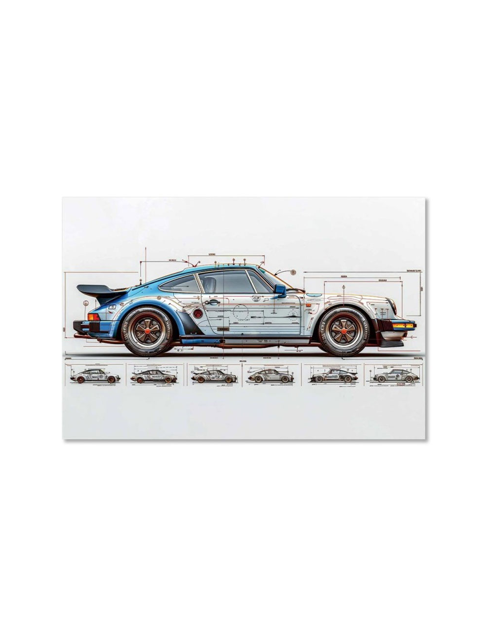 Tableau en verre Porsche vintage 80x120