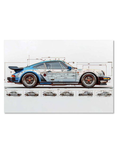 Tableau en verre Porsche vintage 80x120
