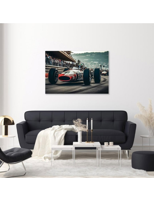 Tableau en verre voiture de course vintage 80x120