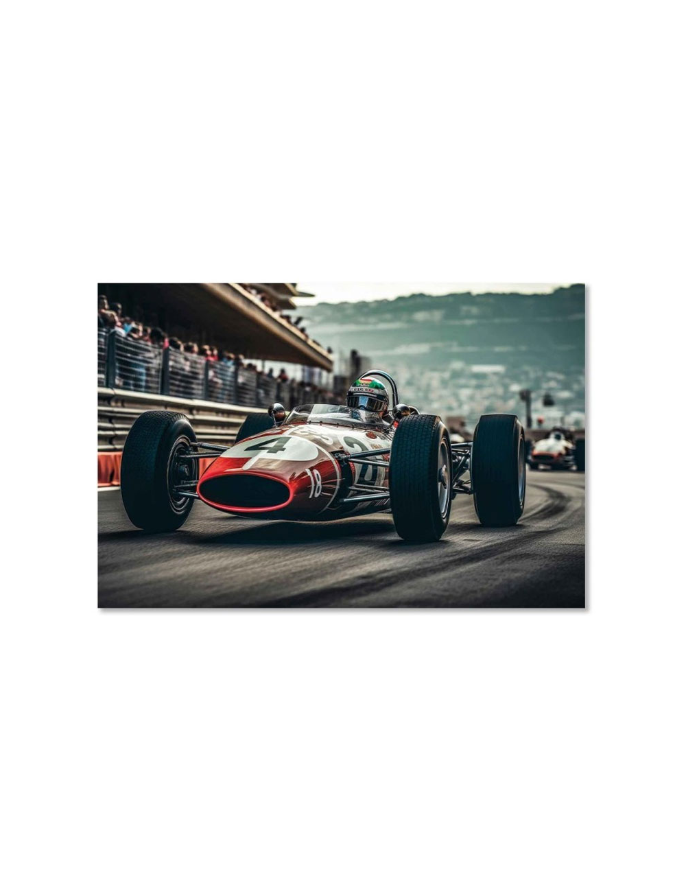Tableau en verre voiture de course vintage 80x120