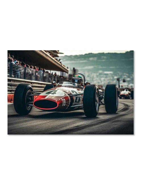 Tableau en verre voiture de course vintage 80x120