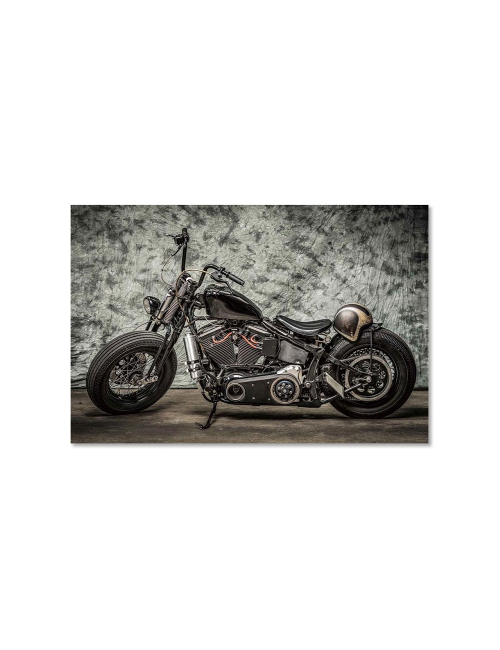 Tableau en verre moto custom noir 80x120