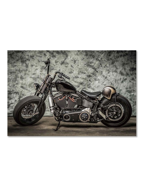 Tableau en verre moto custom noir 80x120